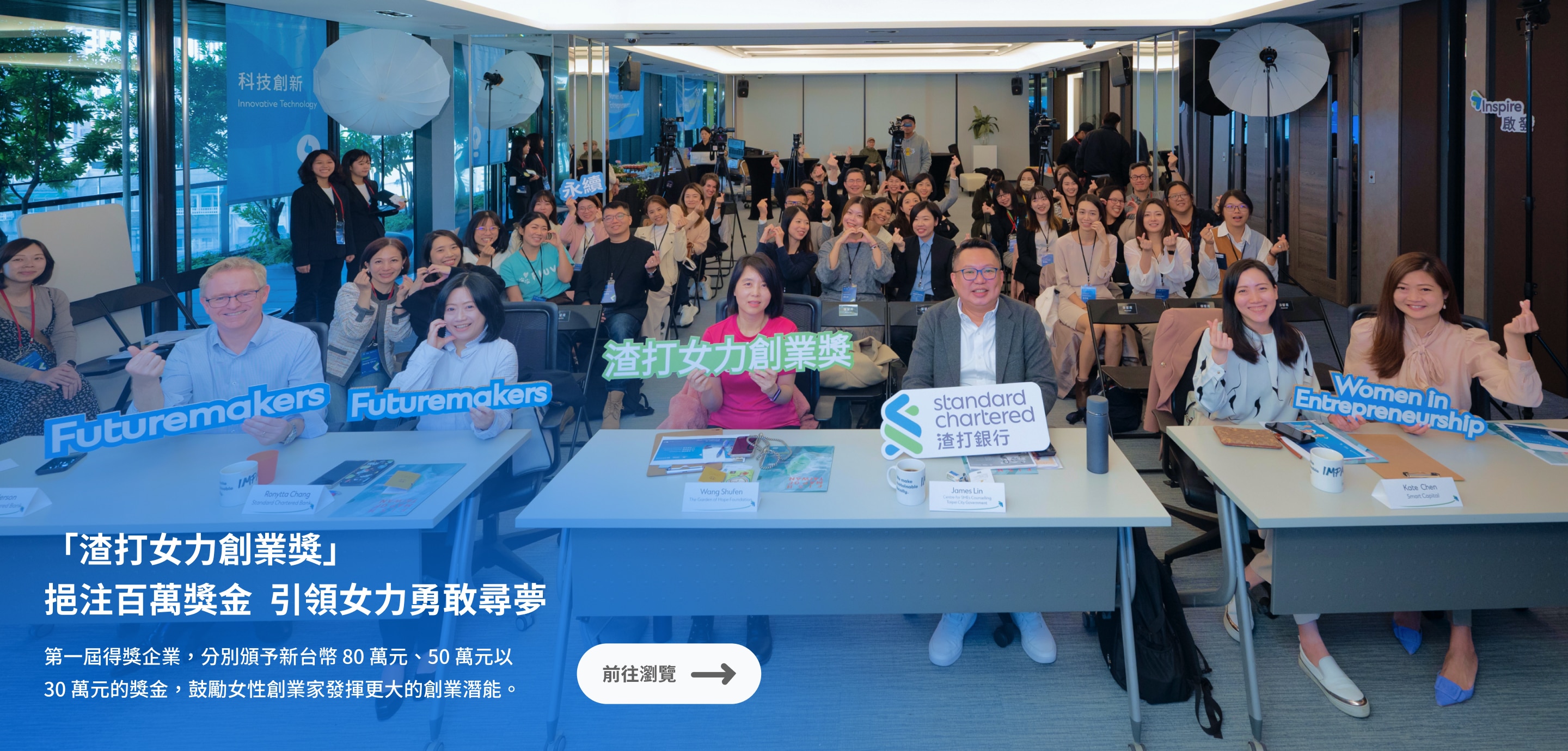 渣打女力創業獎 第一屆得獎企業|分別頒予新台幣 80 萬元、50 萬元以 30 萬元的獎金，鼓勵女性創業家發揮更大的創業潛能